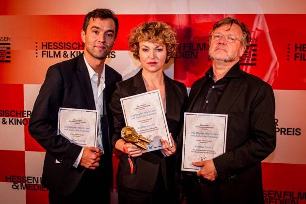 17 20 2025 xesx Frankfurt am Main, Alte Oper Hessische Film und Kinopreis 2025 The best actors from left Nils Strunk, Lisa Wagner and Justus von Dohnanyi ES