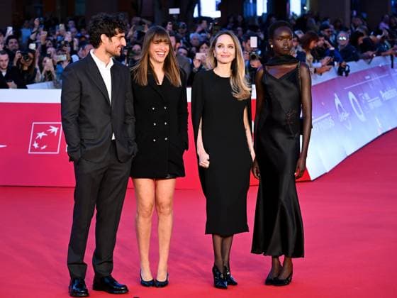 Rome Cinema Fest 2025, evening 4 - Red carpet for the film Couture. Pictured are Louis Garrel, Alice Winocour, Angelina Jolie, and Anyier Anei.  Copyright: xMaurizioxD Avanzox xipa-agency.netx xDxAvanzo Provvisionatox IPA_Agency_IPA66748081