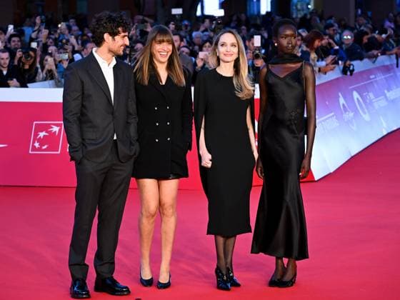 Rome Cinema Fest 2025, evening 4 - Red carpet for the film Couture. Pictured are Louis Garrel, Alice Winocour, Angelina Jolie, and Anyier Anei.  Copyright: xMaurizioxD Avanzox xipa-agency.netx xDxAvanzo Provvisionatox IPA_Agency_IPA66748077