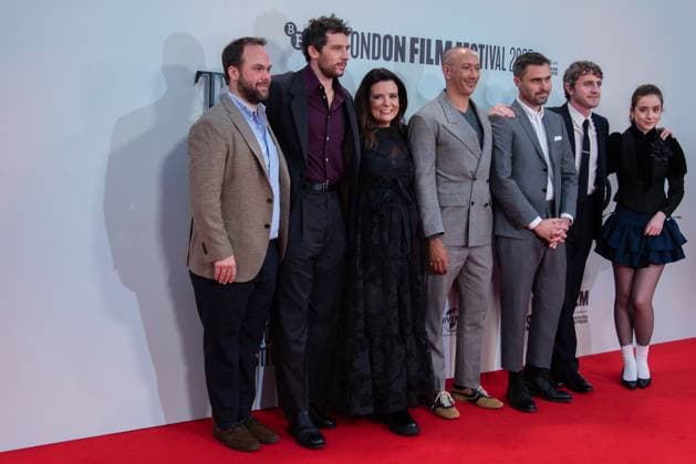The History of Sound Headline Gala at the 69th BFI London Film Festival at The Royal Festival Hall - 18 Oct 2025 (L-R) Andrew Kortschak, Josh O Connor, Thérèsa Ryan, Director Oliver Hermanus, Ben Shattuck, Paul Mescal and Emma Canning attend The History of Sound Headline Gala at the 69th BFI London Film Festival at The Royal Festival Hall. London United Kingdom Copyright: xLoredanaxSangiulianox xSOPAxImagesx LSangiuliano-8585