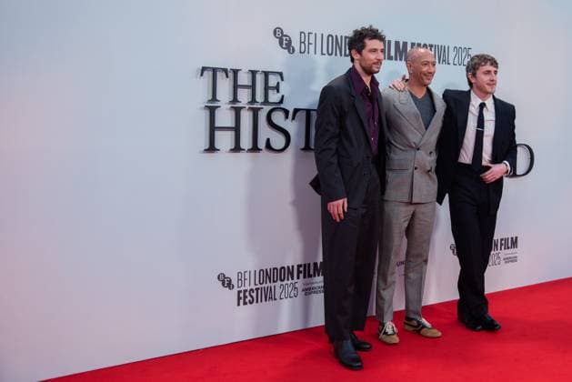 The History of Sound Headline Gala at the 69th BFI London Film Festival at The Royal Festival Hall - 18 Oct 2025 (L-R) Josh O Connor, Director Oliver Hermanus and Paul Mescal attend The History of Sound Headline Gala at the 69th BFI London Film Festival at The Royal Festival Hall. London United Kingdom Copyright: xLoredanaxSangiulianox xSOPAxImagesx LSangiuliano-8563