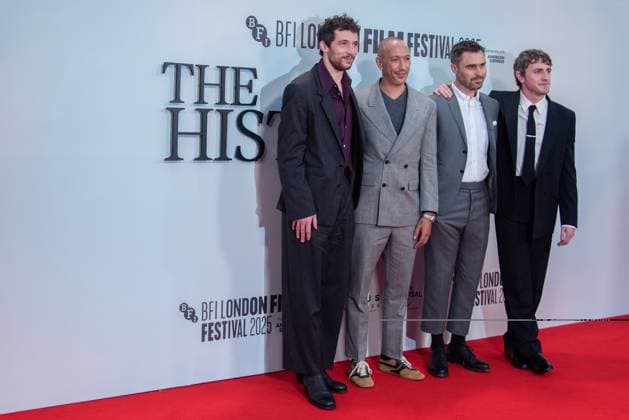 October 18, 2025, London, United Kingdom: (L-R) Josh O Connor, Director Oliver Hermanus, Ben Shattuck and Paul Mescal attend The History of Sound Headline Gala at the 69th BFI London Film Festival at The Royal Festival Hall. London United Kingdom - ZUMAs197 20251018_aaa_s197_184 Copyright: xLoredanaxSangiulianox