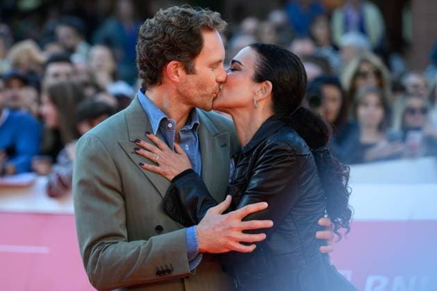 Marco Colombo and Randi Ingerman attend the Non essere cattivo red carpet during the 20th Rome Film Festival at Auditorium Parco della Musica in Rome (Italy), October 18, 2025. andreaxstaccioli