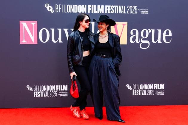 Premiere of Nouvelle Vague, BFI London Film Festival, London, UK, 18 October 2025. Ayesha Hussain (right) - BFI London Film Festival - Red carpet - Premiere of Nouvelle Vague - London, UK on 18th October 2025, Credit:Manuela Langotsch Avalon United Kingdom, London, Royal Festival Hall  Copyright: xManuelaxLangotschx xAvalonx 1046544232