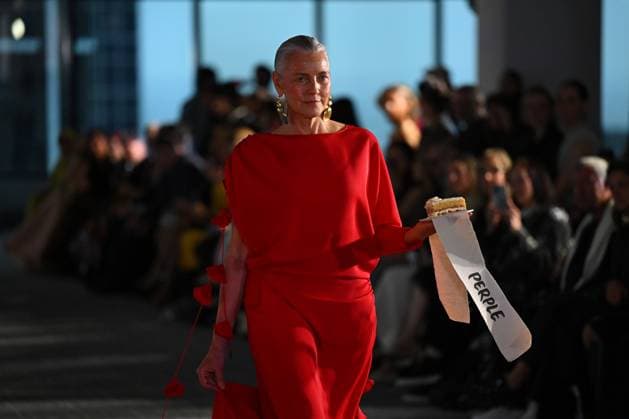 MELBOURNE FASHION WEEK 2025, A model walks the Opulent Tastes runway wearing a design by Perple during the Melbourne Fashion Week Media preview in Melbourne, Monday, October 20, 2025. ( NO ARCHIVING MELBOURNE VICTORIA AUSTRALIA  Copyright: xJAMESxROSSx 20251020175120354496
