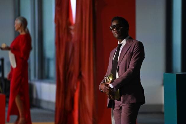 MELBOURNE FASHION WEEK 2025, A model walks the Opulent Tastes runway wearing a design by Godwin Charli during the Melbourne Fashion Week Media preview in Melbourne, Monday, October 20, 2025. ( NO ARCHIVING MELBOURNE VICTORIA AUSTRALIA  Copyright: xJAMESxROSSx 20251020134981099955