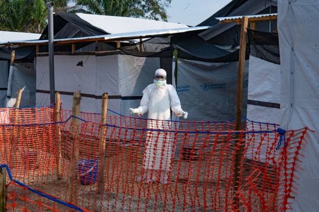 (251020) -- BULAPE, Oct. 20, 2025 -- A health worker disinfects at an Ebola treatment center in the Bulape health zone, the Democratic Republic of the Congo (DRC), Oct. 17, 2025. The (WHO) said Sunday that health authorities could declare the end of the current Ebola outbreak in the Democratic Republic of the Congo (DRC) in early December if no new cases are detected before then. TO GO WITH WHO says DRC could declare end of Ebola outbreak by December ( Handout via Xinhua) DR CONGO-BULAPE-EBOLA-WHO-ANNOUNCEMENT WorldxHealthxOrganization 