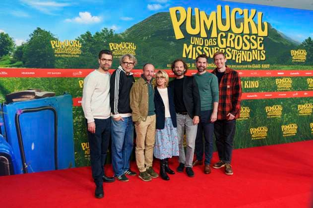 Simon Amberger, Marcus H Rosenmüller, Florian Brückner, Gisela Schneeberger, Maximilian Schafroth, Korbinian Dufter and Rafael Parente at the premiere of the movie Pumuckl und das große Missverständnis at Mathäser Filmpalast Munich, 19 10 2025 Foto:xN.xKolinzx xFuturexImagex pumuckl_5025