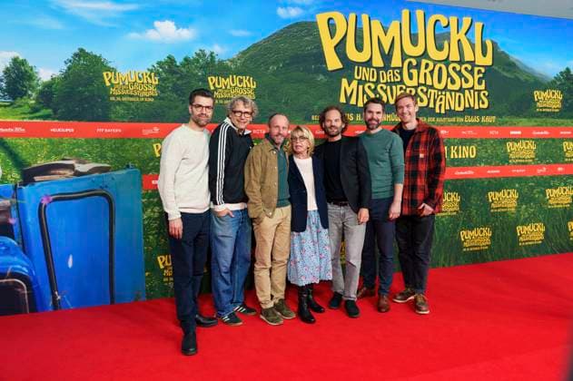 Simon Amberger, Marcus H Rosenmüller, Florian Brückner, Gisela Schneeberger, Maximilian Schafroth, Korbinian Dufter and Rafael Parente at the premiere of the movie Pumuckl und das große Missverständnis at Mathäser Filmpalast Munich, 19 10 2025 Foto:xN.xKolinzx xFuturexImagex pumuckl_5026