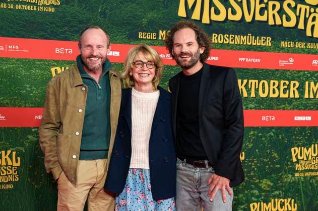 Florian Brückner, Gisela Schneeberger and Maximilian Schafroth at the premiere of the movie Pumuckl und das große Missverständnis at Mathäser Filmpalast Munich, 19 10 2025 Foto:xN.xKolinzx xFuturexImagex pumuckl_5031
