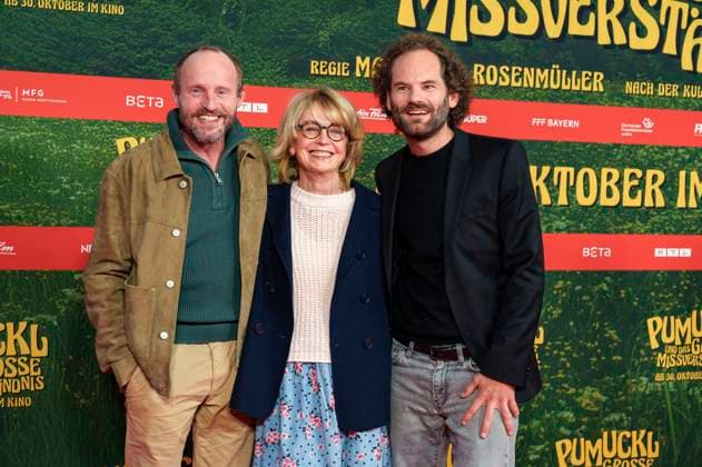 Florian Brückner, Gisela Schneeberger and Maximilian Schafroth at the premiere of the movie Pumuckl und das große Missverständnis at Mathäser Filmpalast Munich, 19 10 2025 Foto:xN.xKolinzx xFuturexImagex pumuckl_5032