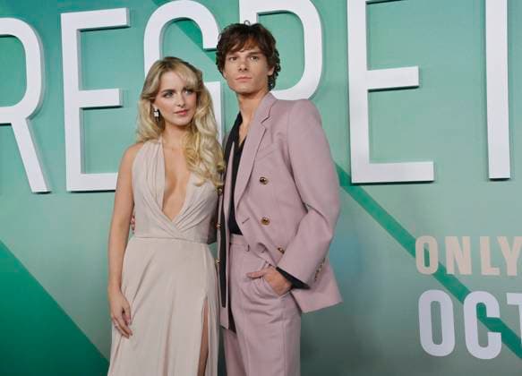 Cast members Mason Thames (L) and Mckenna Grace attend the premiere of the motion picture romantic drama Regretting You at Paramount Studios in Los Angeles on Monday, October 20, 2025. Storyline: Centers on the strained relationship between young mother Morgan Grant and her teenage daughter Clara, exacerbated by Morgan s husband Chris s tragic death, forcing them to navigate life s challenges together.  LAP2025102022 JIMxRUYMEN