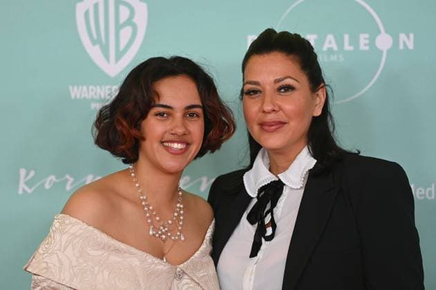 v li Jarusha WAHLEN actress , Jasmin SHAKERI actress , world premiere of NO HIT WONDER on 21 10 2025 at the Mathaeser Kino in Munich