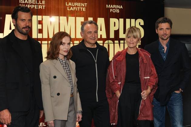 Premiere du film La Femme la plus riche du Monde a Paris La Femme la plus riche du Monde premiere at the UGC Cine Cite Les Halles theatre Celebrities arrive on the red carpet Celebrities arrival on red carpet Avant premiere du film Le Jour J au cinema UGC Cine Cite Les Halles Arrivees des celebrites sur le tapis rouge Laurent Lafitte, Isabelle Huppert, Thierry Klifa, Marina Fois et Raphael Personnaz 449905 2025 10 21 Paris France  Copyright: xSebastienxFremontx xStarfacex STAR_449905_001