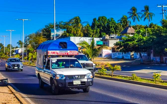 RECORD DATE NOT STATED Mexican Colectivo van car transportation pickup truck bus in Mexico. Mexican Colectivo van car transportation pickup truck bus in Puerto Escondido Oaxaca Mexico., 59887802.jpg
