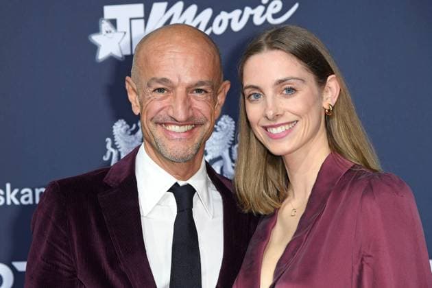 Peyman Amin with girlfriend Sandra Apfelbeck at the BLUE PANTHER TV STREAMING AWARD 2025 ceremony at BMW Welt in Munich on 22 10 2025