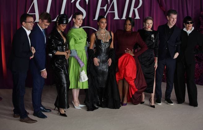 All™s Fair TV show premiere London, UK. Cast of All™s Fair TV show premiere. L-R: Teyana Taylor, Sarah Paulson, Kim Kardashian, Niecy Nash and Naomi Watts. Odeon Luxe. 22nd October 2025. LMK11-S221025 001. Steve Bealing Landmark Media 