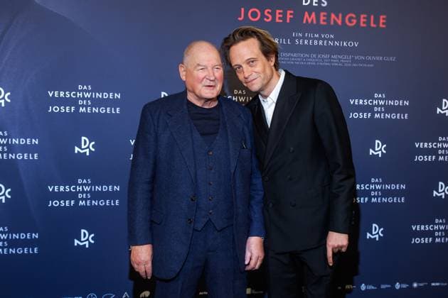 Premiere of The Disappearance of Josef Mengele Burghart Klaußner and August Diehl at the premiere of the movie The Disappearance of Josef Mengele at the Delphi Filmpalast on 22 10 2025 in Berlin Copyright: xEventpressxKochanx