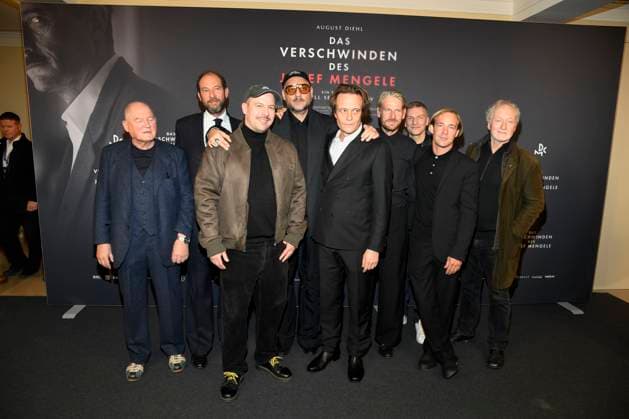 abb Mengele Burghart Klaußner KLaussner Olivier Guez, David Ruland, Kirill Serebrennikov, August Diehl, Christoph Gawenda, Mirco Kreibich and Falk Rockstro as guests on the red carpet at the cinema film premiere DAS VERSCHWINDEN DES JOSEF MENGELE at Delphi Filmpalast on November 22, 2025 in Berlin Berlin Germany