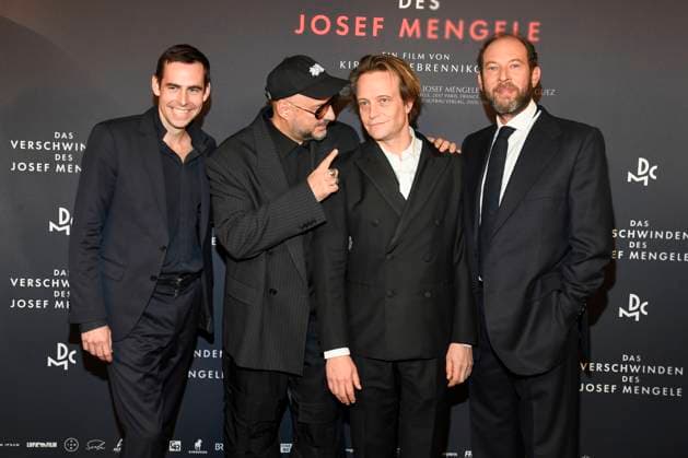 abb Mengele Felix von Boehm, Kirill Serebrennikov, August Diehl and Olivier Guez guest on the red carpet at the movie premiere DAS VERSCHWINDEN DES JOSEF MENGELE at Delphi Filmpalast on 22 11 2025 in Berlin Berlin Germany