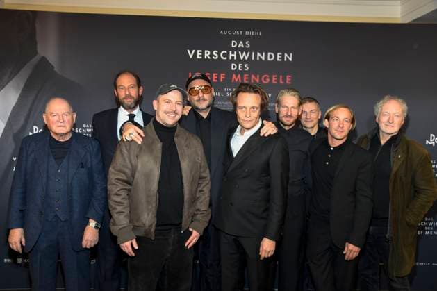 abb Mengele Burghart Klaußner KLaussner Olivier Guez, David Ruland, Kirill Serebrennikov, August Diehl, Christoph Gawenda, Mirco Kreibich and Falk Rockstro as guests on the red carpet at the cinema film premiere DAS VERSCHWINDEN DES JOSEF MENGELE at Delphi Filmpalast on November 22, 2025 in Berlin Berlin Germany
