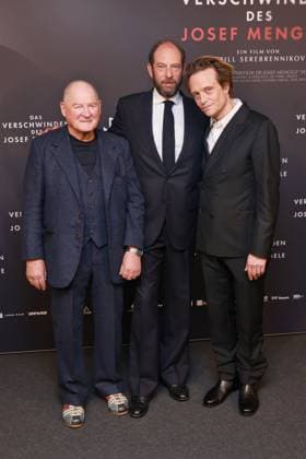 22 10 2025, Burghart Klaußner, Olivier Guez, August Diehl at the premiere of The Disappearance of Josef Mengele, Delphi Filmpalast am Zoo, Berlin, Berlin