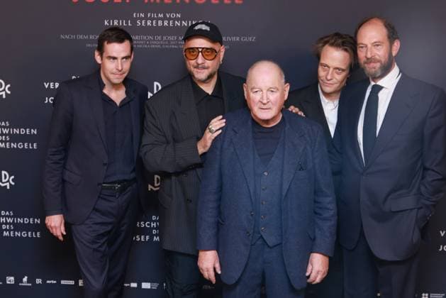 22 10 2025, Felix von Boehm, Kirill Serebrennikov, Burghart Klaußner, August Diehl, Olivier Guez at the premiere of The Disappearance of Josef Mengele, Delphi Filmpalast am Zoo, Berlin, Berlin