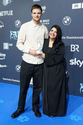 David Seeberg and Cerin Eldor at the presentation of the Blue Panther TV Streaming Award 2025 at BMW Welt Munich, 22 10 2025 Foto:xN.xKolinzx xFuturexImagex panther_5521