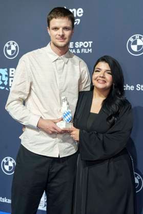David Seeberg and Cerin Eldor at the presentation of the Blue Panther TV Streaming Award 2025 at BMW Welt Munich, 22 10 2025 Foto:xN.xKolinzx xFuturexImagex panther_5522