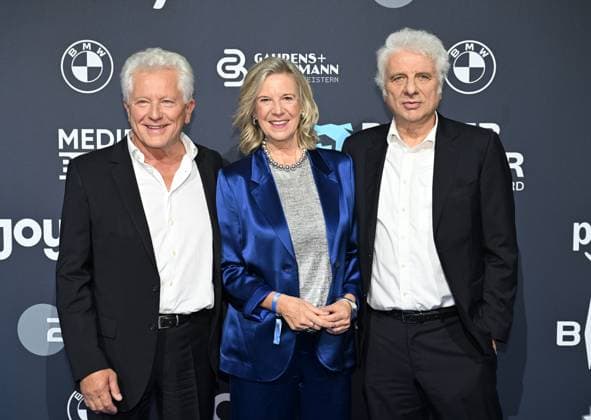 Miroslav Miro Nemec, Katja Wildermuth Intendant Bayerischer Rundfunk and Udo Wachtveitl Presentation of the Blue Panther TV Streaming Award 2025 Award ceremony and gala at BMW Welt Munich October 22, 2025