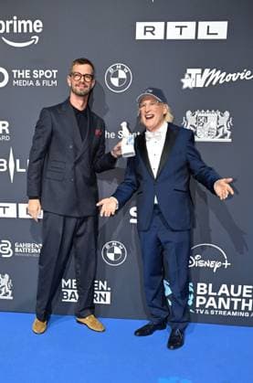 Joko Winterscheidt and award winner Otto Waalkes Presentation of the Blue Panther TV Streaming Award 2025 Award ceremony and gala at BMW Welt Munich October 22, 2025