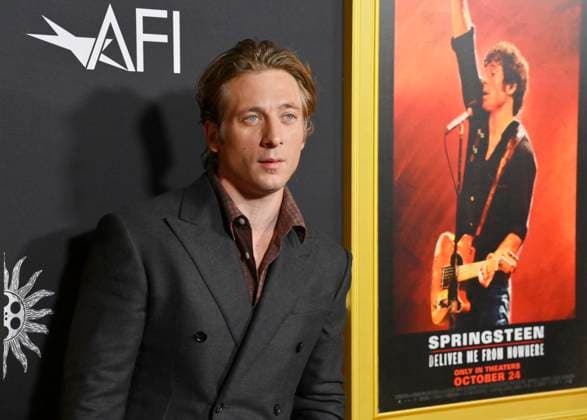 Cast member Jeremy Allen White attends the AFI opening night premiere of the biographical drama Springsteen: Deliver Me From Nowhere at the TCL Chinese Theatre in the Hollywood section of Los Angeles on Wednesday, October 22, 2025. Storyline: Bruce Springsteen s journey crafting his 1982 album Nebraska, which emerged as he recorded Born in the USA with the E Street Band. Based on Warren Zanes book.  LAP2025102236 JIMxRUYMEN