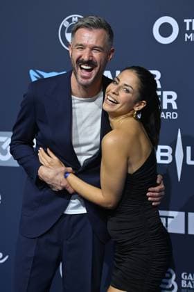 Jochen Schropp with female companion Red Carpet,Blue Panther TV and Streaming Award 2025 on 22 10 2025 at BMW Welt Munich
