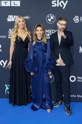 Nova, Cathy Hummels and Daniel Schröckert at the presentation of the Blue Panther TV Streaming Award 2025 at BMW Welt Munich, 22 10 2025 Foto:xN.xKolinzx xFuturexImagex panther_5001