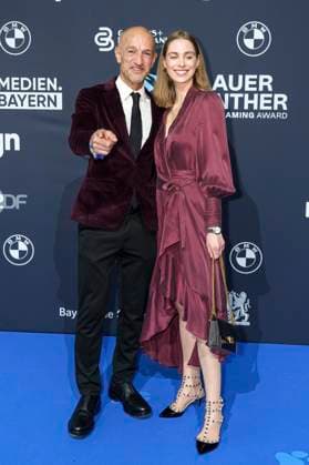 Peyman Amin with girlfriend Sandra Apfelbeck at the presentation of the Blue Panther TV Streaming Award 2025 at BMW Welt Munich, 22 10 2025 Foto:xN.xKolinzx xFuturexImagex panther_5026