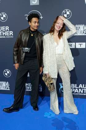 Joshua Kantara and Lavinia Wilson at the presentation of the Blue Panther TV Streaming Award 2025 at BMW Welt Munich, 22 10 2025 Foto:xN.xKolinzx xFuturexImagex panther_5200