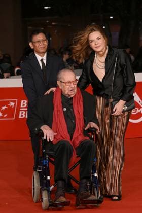 20th Rome Film Festival, red carpet for the film Roberto Rossellini, More Than a Lifetime Rome Film Fest, 20th edition, red carpet for the film Roberto Rossellini, More Than a Life. In the photo Tinto Brass e Elettra Rossellini Wiedemann. . Rome, Italy 23 October 2025, Credit:Maria Laura Antonelli Avalon Italy, Rome  Copyright: xMariaxLauraxAntonellix xAvalonx 1047683633