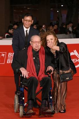20th Rome Film Festival, red carpet for the film Roberto Rossellini, More Than a Lifetime Rome Film Fest, 20th edition, red carpet for the film Roberto Rossellini, More Than a Life. In the photo Tinto Brass e Elettra Rossellini Wiedemann. . Rome, Italy 23 October 2025, Credit:Maria Laura Antonelli Avalon Italy, Rome  Copyright: xMariaxLauraxAntonellix xAvalonx 1047683651