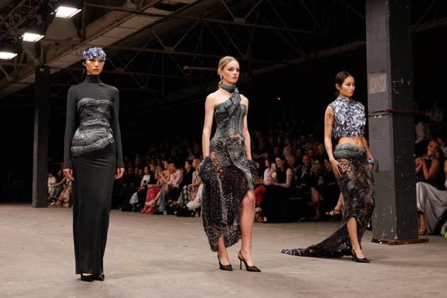 MELBOURNE FASHION WEEK 2025, Models Wearing design by Gracie Macleod during Melbourne Fashion Week at Younghusband, Melbourne, Friday, October 24, 2025. ( NO ARCHIVING MELBOURNE VICTORIA AUSTRALIA  Copyright: xNADIRxKINANIx 20251024165711083307