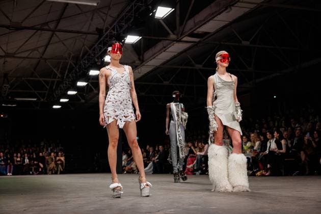 MELBOURNE FASHION WEEK 2025, Model Wearing design by Ineska Harrison during Melbourne Fashion Week at Younghusband, Melbourne, Friday, October 24, 2025. ( NO ARCHIVING MELBOURNE VICTORIA AUSTRALIA  Copyright: xNADIRxKINANIx 20251024144820928145