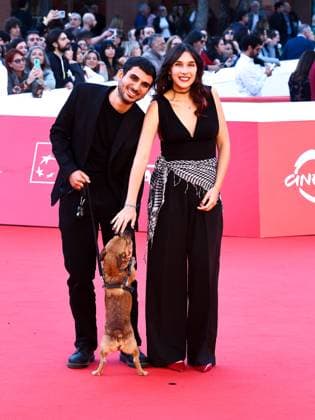 Rome Cinema Fest 2025, evening 11 - Red Carpet for the film Tienimi Presente. Pictured is Alberto Palmiero with Jonny the Dog and Gaia Nugnes.  Copyright: xMarcoxProvvisionatox xipa-agency.netx xDxAvanzo Provvisionatox IPA_Agency_IPA67016952