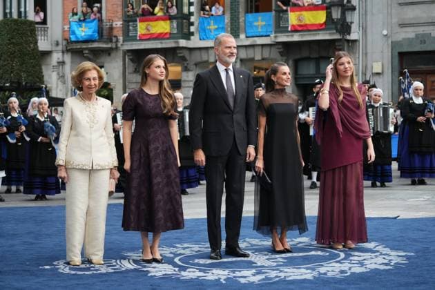 Spanish King Felipe VI and Queen Letizia with Princess Leonor de Borbon and Infanta Sofia de Borbon and Queen Sofia of Greece during the Princess of Asturias Awards 2025 in Oviedo, on Friday 24 October 2025. Cordon Press 