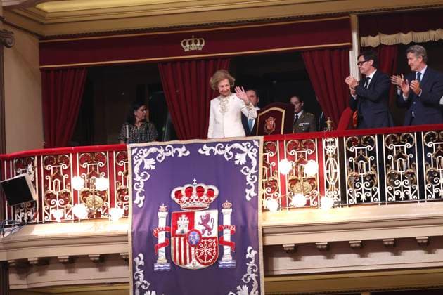 Spanish King Felipe VI and Queen Letizia with Princess Leonor de Borbon and Infanta Sofia de Borbon during the delivery of the Princess of Asturias Awards 2025 in Oviedo, on Friday 24 October 2025. Cordon Press  JOSExJIMENEZ