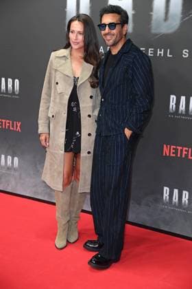 Elyas M Barek with wife Jessica M™Barek at the premiere of the Netflix documentary highlight BABO DIE HAFTBEFEHL STORY at the Astor Film Lounge in Berlin on 24 10 2025