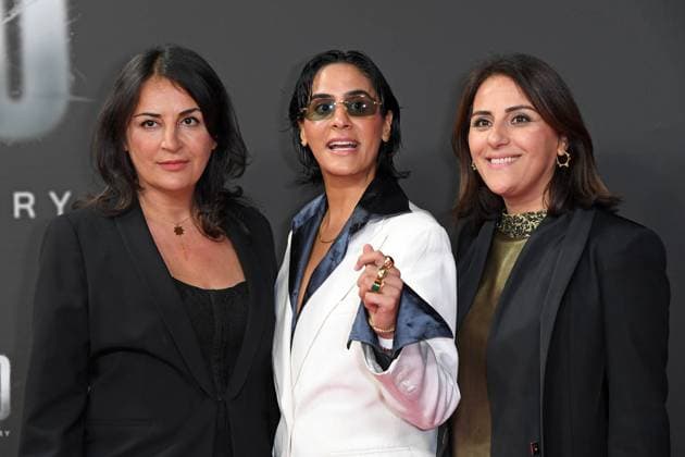 Düzen Tekkal with sisters Tülin Tekkal and Tuna Tekkal at the premiere of the Netflix documentary highlight BABO DIE HAFTBEFEHL STORY at the Astor Film Lounge in Berlin on 24 10 2025