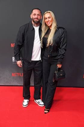 Christian Eckerlin with his wife Dominique Eckerlin at the premiere of the Netflix documentary highlight BABO DIE HAFTBEFEHL STORY at the Astor Film Lounge in Berlin on 24 10 2025