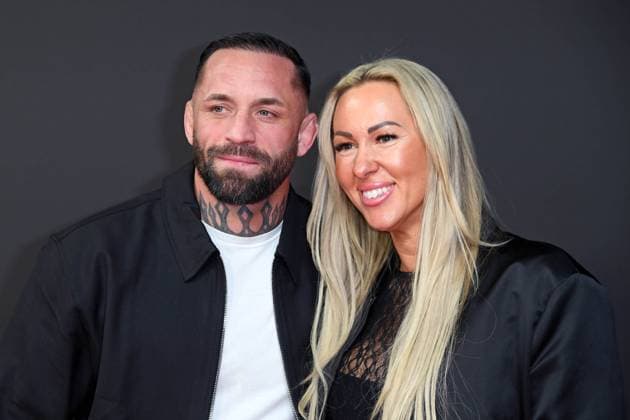 Christian Eckerlin with his wife Dominique Eckerlin at the premiere of the Netflix documentary highlight BABO DIE HAFTBEFEHL STORY at the Astor Film Lounge in Berlin on 24 10 2025