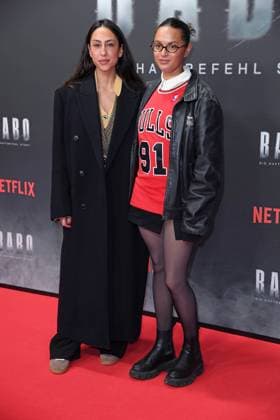 Melissa Khalaj, Taneshia Abt at the premiere of the Netflix documentary highlight BABO DIE HAFTBEFEHL STORY at the Astor Film Lounge in Berlin on 24 10 2025