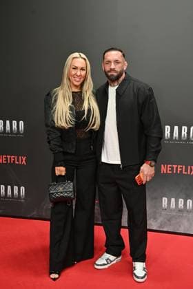 Dominique Eckerlin and Christian Eckerlin at the Babo Die Haftbefehl Story Netflix documentary premiere on 24 10 2025 at the Astor Film Lounge in Berlin Babo Netflix Premiere in Berlin