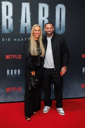 Premiere - BABO - Die Haftbefehl Story - Dominique Eckerlin und Christian Eckerlin bei der Premiere desr Netflix Doku BABO - Die Haftbefehl Story im Astor Film Lounge am 22.10.2025 in Berlin. Copyright: xEventpressxKochanx